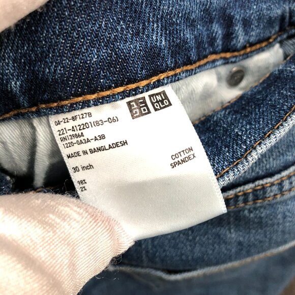 Uniqlo High Rise Straight Jean Womens 30 Blue Stretch Medium Wash - Picture 10 of 10